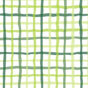 gingham - crooked emerald green and lime plaid - plaid fabric