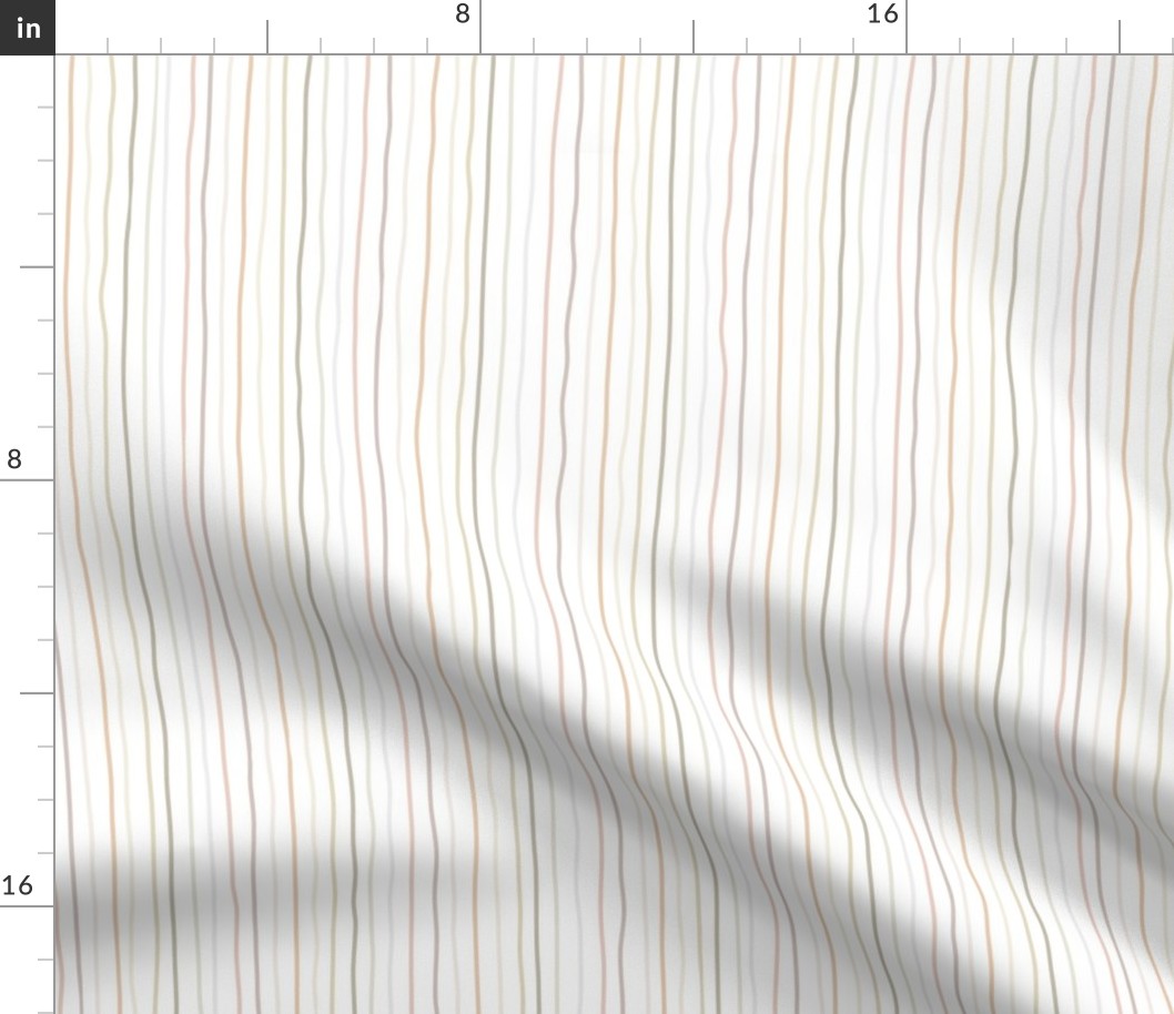 neutral crooked lines on white - japandi wallpaper - lines fabric