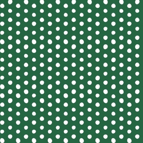white crooked dots on emerald green - dots fabric