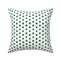 emerald green crooked dots on white - dots fabric