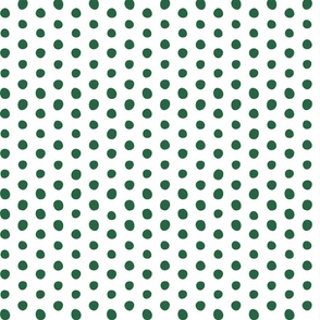 emerald green crooked dots on white - dots fabric