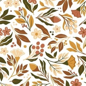 Boho Floral Meadow (earthy tones on white)