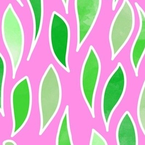 Leaves Drop // Green on Pink