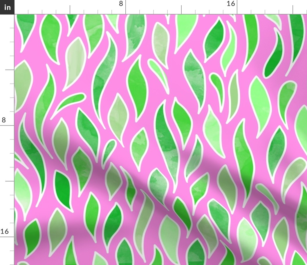 Leaves Drop // Green on Pink