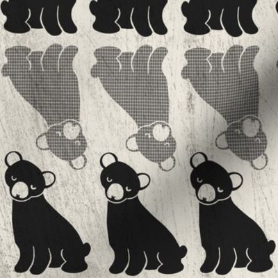 Bear Cub Reflection // Black on Grunge Ivory