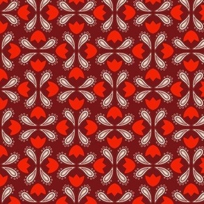 Folk Tulip Paisley, Red and Maroon by Brittanylane 