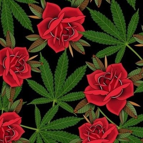 cannabis and roses