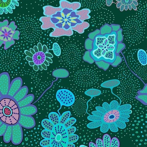 Ditsy Garden Flowers - Design 12923296 - Turquoise Green Pink