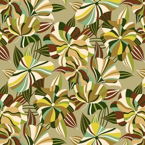 Dancing striped flowers // sage / green / grass // medium scale