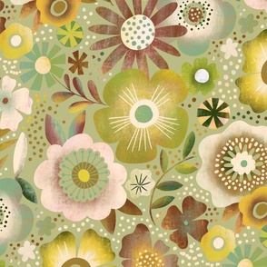 In the blooming garden // sage / brown // large scale