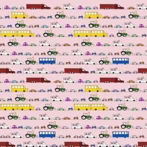 kids play vehicles pink colored background