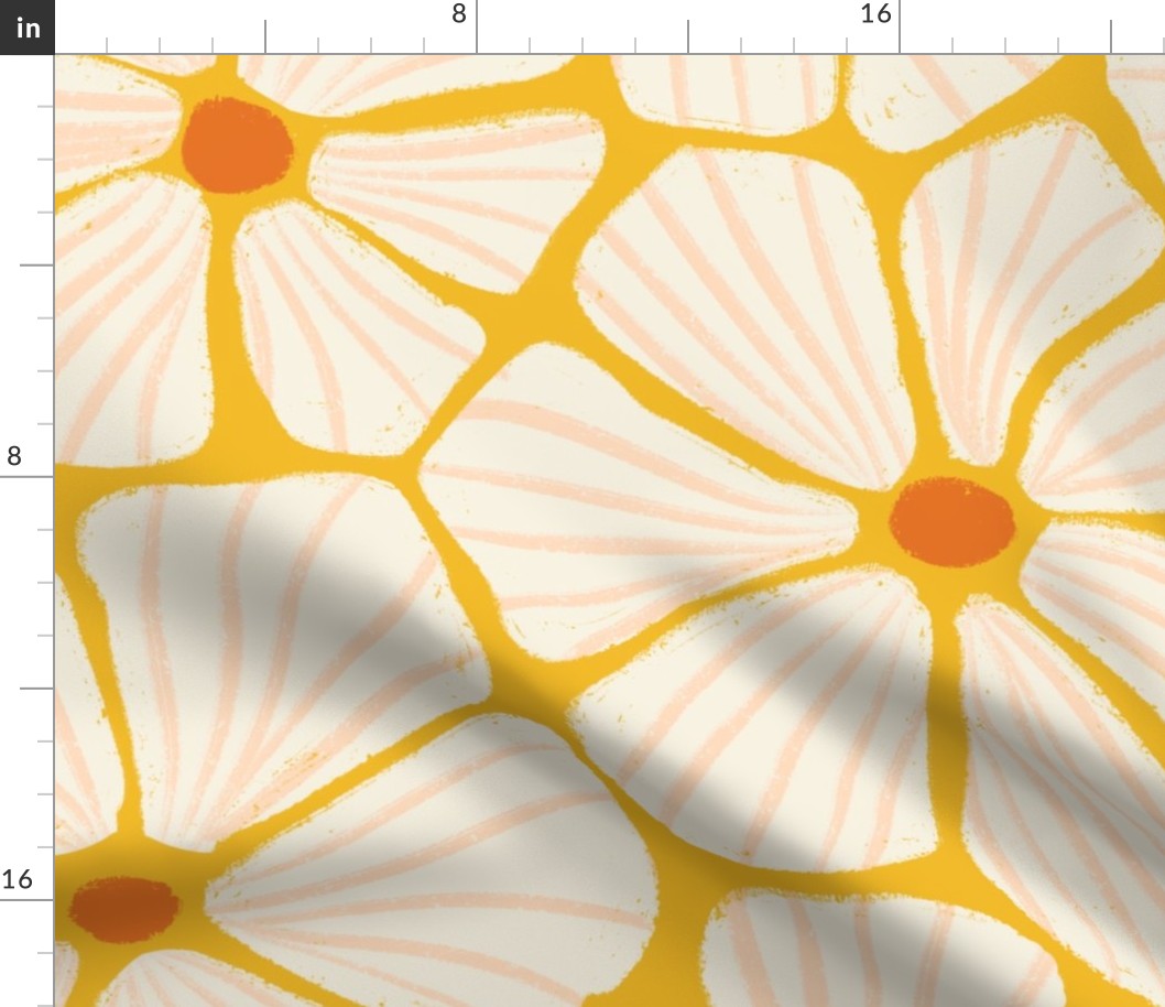 XL - Mosaic Flowers Yellow White Orange