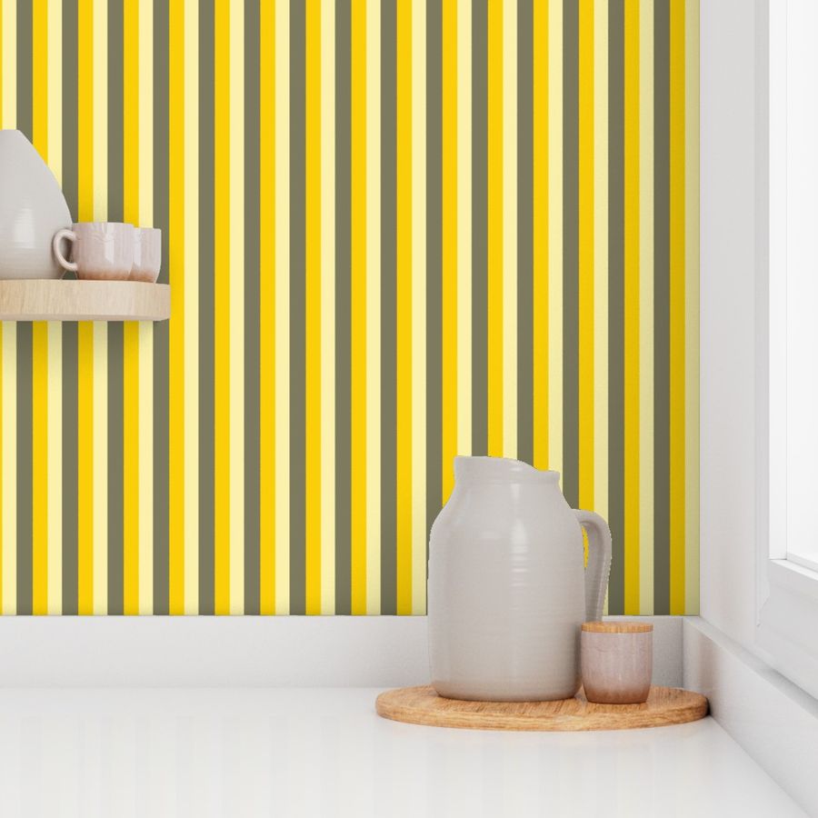 Wide - Basic Sage Green and Yellow Stripes 