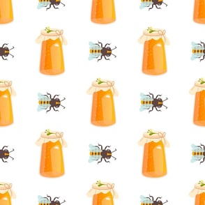 Honey jar seamless pattern.