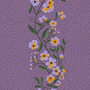 purple boho flowers  in stripes on lilac - large scale