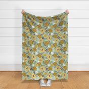 Jardin Fleuri - Boho Floral Sage Green Yellow Large Scale