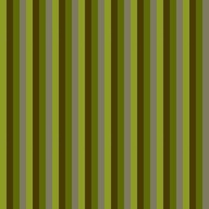 Narrow - Rustic Brown, Olive Green and Sage Green Stripes - Quarter Inch