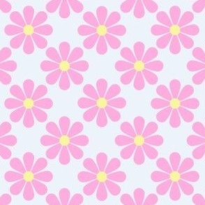 Pink Daisies on Light Blue