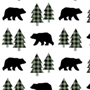 Bears and Trees (forest green / black plaid)