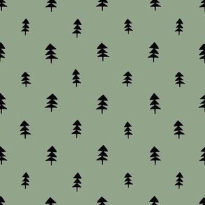 Small Black Trees (forest green)