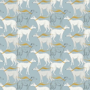 Cute Borzoi.  Dogs pattern. Canine print on grey