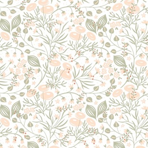  Botanical sage and peach floral pattern