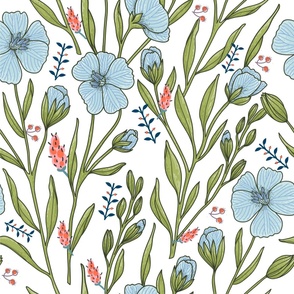 Botanical Floral Light blue fabric