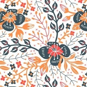Botanical floral pattern fabric