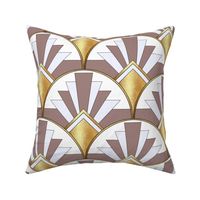 Art Deco Scallops in Brown and Gold (medium)