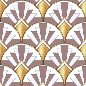 Art Deco Scallops in Brown and Gold (medium)