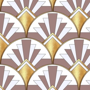 Art Deco Scallops in Brown and Gold (Large)