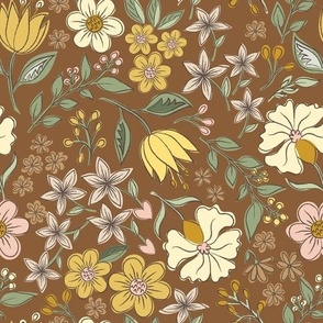 Boho Floral - coffee background 