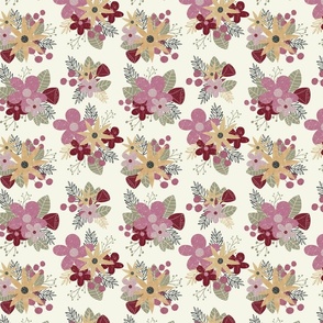 Bouquets of Joy on Cream Background - Small