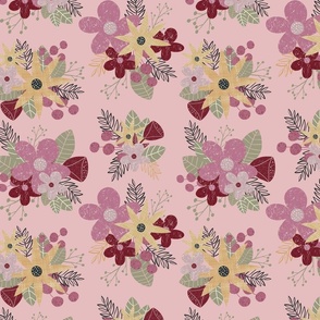 Bouquets of Joy on Pink Background - Medium