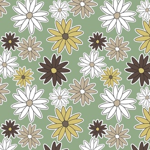Daisy Floral Pattern - Sage