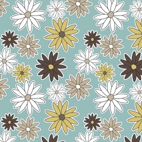 Daisy Floral Pattern - Teal