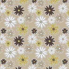 Daisy Floral Pattern - Light Brown