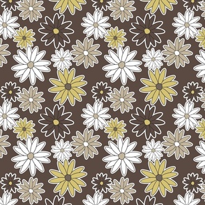 Daisy Floral Pattern - Brown