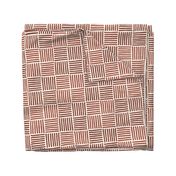 Hand Drawn Basket Weave, Brick Red, Large Scale