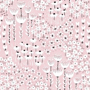 flower meadow on baby pink | Cotton candy colors