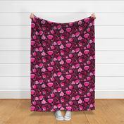 Boho - Folk Floral Hot pink on black L