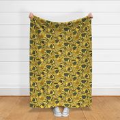 Boho - Folk Floral mustard yellow with moody green L