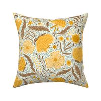 Boho - Folk Floral golden yellow_ brown and sage L