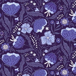 Boho - Folk Floral Very Peri Pantonecoty2022 purple shades L