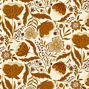 Boho - Folk Floral Neutral burnt sienna brown on light L