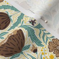 Boho - Folk Floral coffee brown_ sage and yellow S