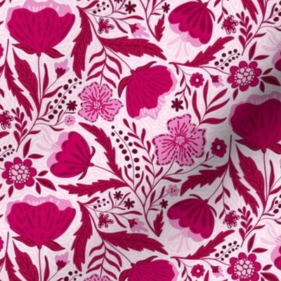 Boho - Folk Floral Hot pink on light S