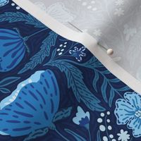 Boho - Folk Floral blue shades on dark blue S