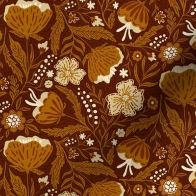 Boho - Folk Floral Neutral moody rich brown S