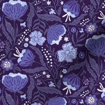 Boho - Folk Floral Very Peri Pantonecoty2022 purple shades S